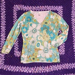 Long Sleeve Floral V-Neck Blouse